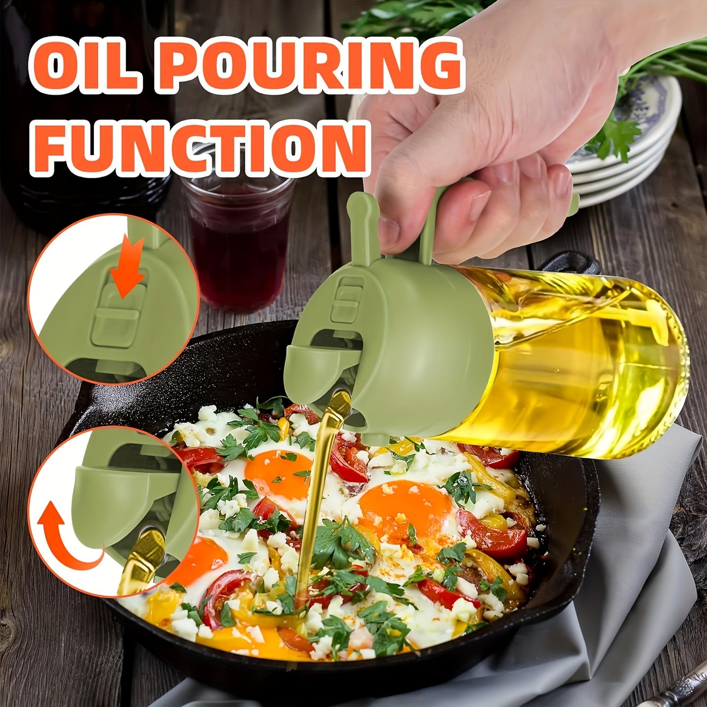 Oil Sprayer And Dispenser 2-In-1