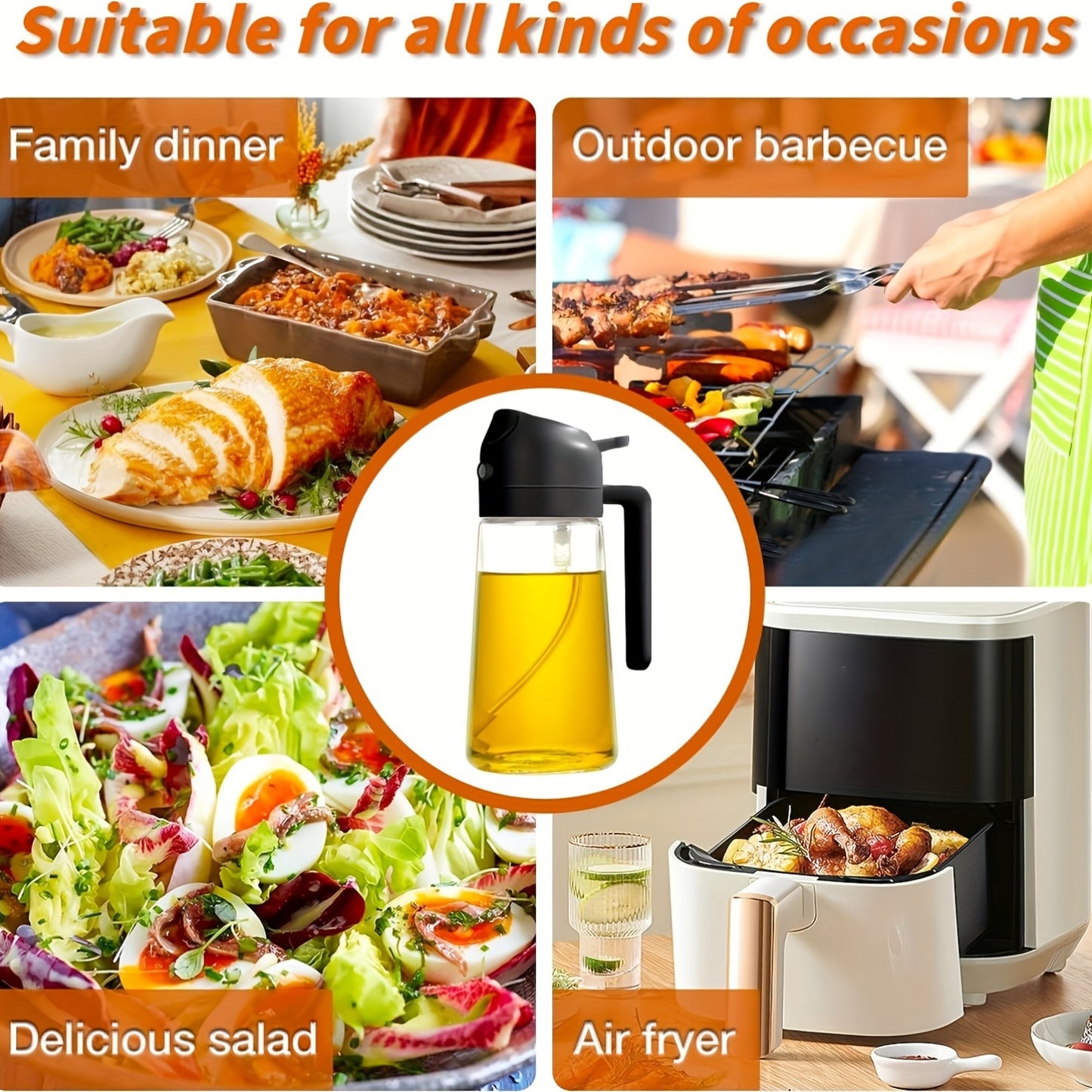 Oil Sprayer And Dispenser 2-In-1